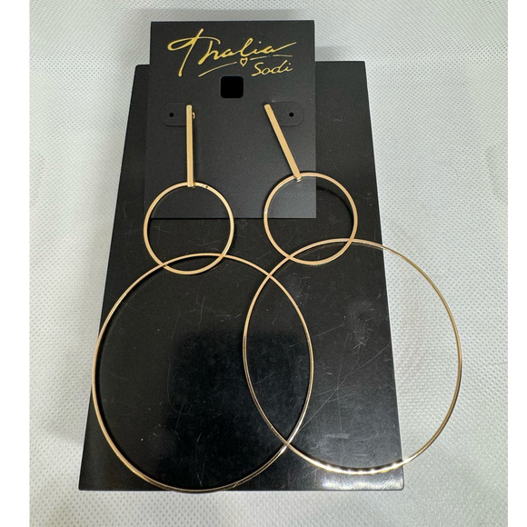 Thalia Sodi Double Circle Gold Earrings - Picture 1 of 2